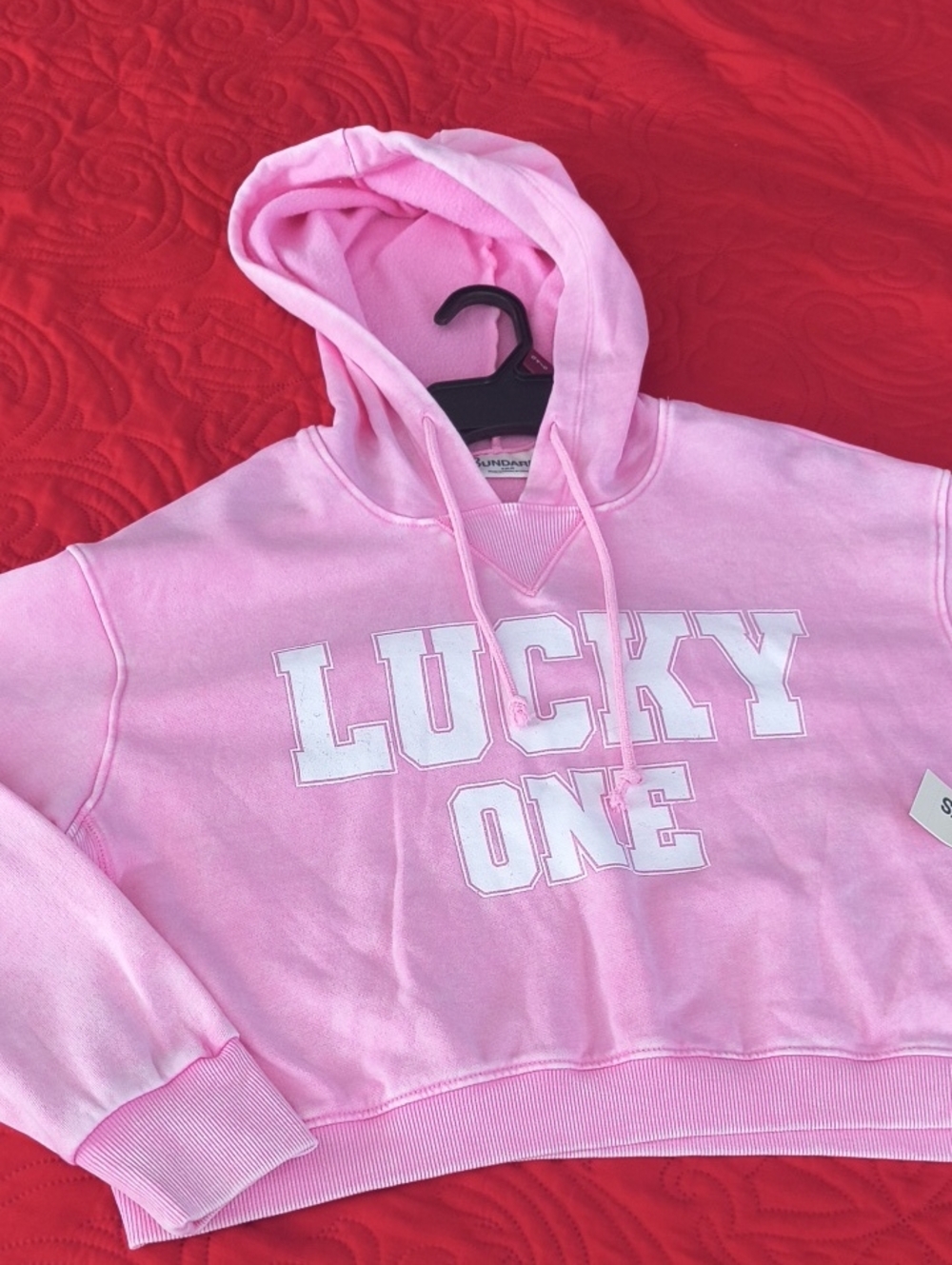 Pink Washed Graphic Sweatshirt -No Boundaries Lucky One
